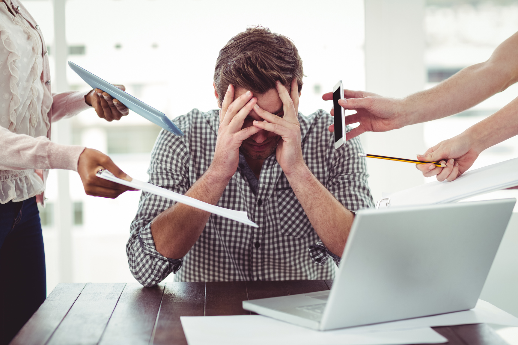 Businessman Stressed At Work