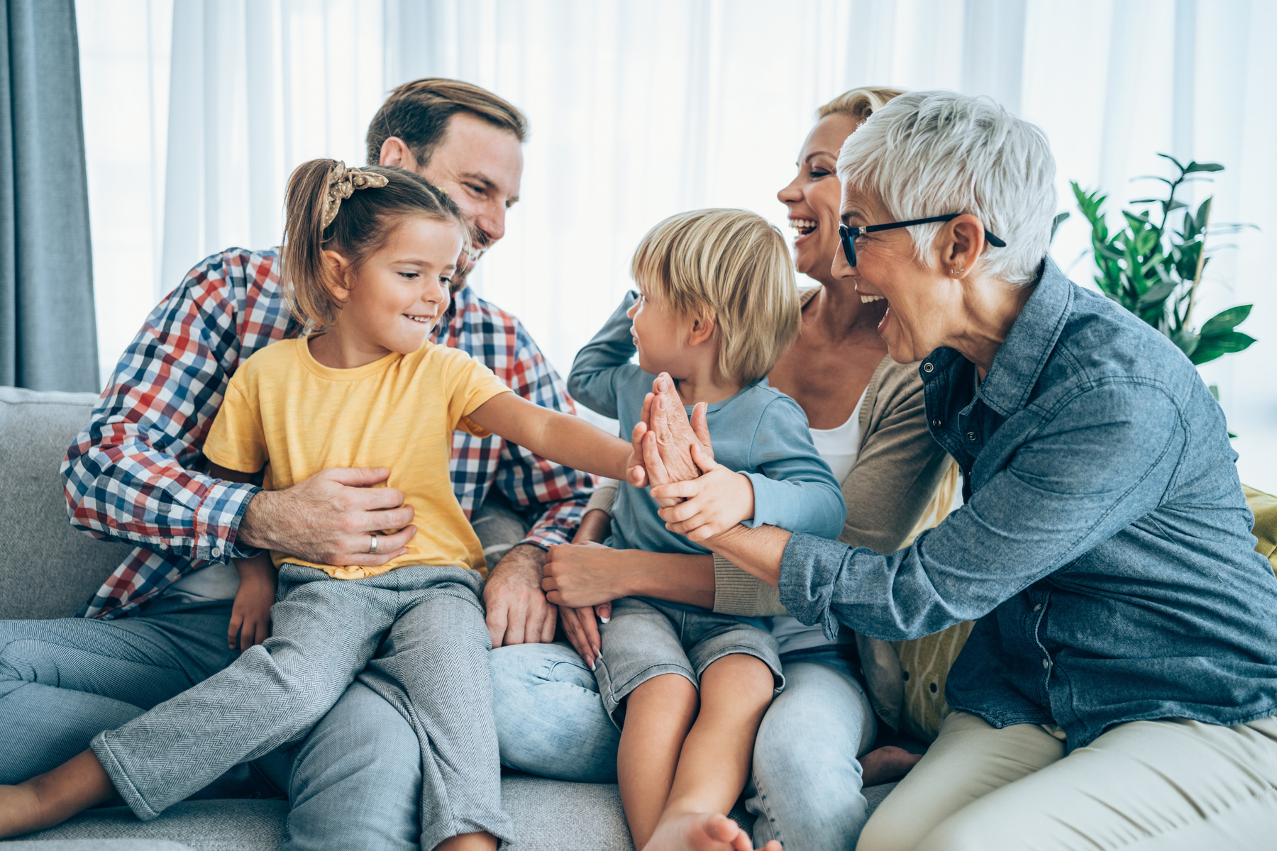 Happy family at home.